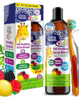 GuruNanda Kids Oil Pulling, Alcohol-Free Mouthwash, Essential Oils & Vitamins for Fresh Breath & Happy Gums for Ages 6 & up, Natural Berry Lemon Rose, 8 Oz