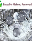 Reusable Makeup Remover Pads 16 Pack Microfiber Cleansing Facial Rounds Wipes Face, Eyes, Lips(3.5inch, grey)