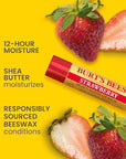 Burt's Bees Lip Balm - Strawberry, Lip Moisturizer With Responsibly Sourced Beeswax, Tint-Free, Natural Origin Conditioning Treatment, 2 Tubes, 0.15 oz.