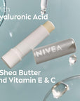 NIVEA Dewy Lip Balm with Hyaluronic Acid, Skin Care Gifts for Mom, Leaves Visibly Less Noticeable Lip Lines and No Waxy Feel, 0.18 Oz, Pack of 4