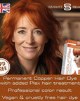 Smart Beauty Ginger Hair Dye, Permanent with Plex Anti-Breakage Technology, Copper Red, PPD Free, Vegan, Cruelty Free
