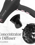Remington Pro Pearl Ceramic Hair Dryer 1875W Fast Drying, Professional AC Motor, 3 Heat + 2 Speed Settings, Cool Shot, Diffuser & Concentrator Included