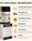 Beef Tallow for Skin - Tallow And Herbal Balm For Face - Tallow Face Moisturizer - Beef Tallow Moisturizer - Tallow Balm - Grass Fed Beef Tallow For Skin - Tallow Face Cream Lotion (5.0, Herbal-Rose)