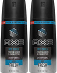 Axe Deodorant Body Spray - Ice Chill - Frozen Lemon & Eucalyptus - Net Wt. 4 OZ (113 g) Per Can - Pack of 2 Cans