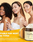 Beef Tallow and Honey Balm for Skin, Natural Face + Body Moisturizer with Organic Grass-Fed Beef Tallow & Raw Wild Honey for Dry & Sensitive Skin, 4.23oz