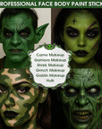 BADCOLOR Green Face Body Paint Stick, St Patrick's Day Blendable Eye Black Deep Green Face Painting Kit for Sports Camo, Halloween SFX Makeup Cosplay Joker Zombie Vampire Costume Parties