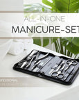 Manicure Set Women and Men – 12-Piece Professional Grooming Kit with Premium Tools, Genuine Leather Case, and Exclusive Glass Nail File for Hand & Foot Care, German Quality