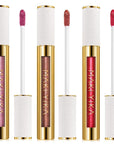 MAKI YIKA 3Pc Metallic Lipstick Long Lasting Pink Brown Red Glitter Lipsticks High Shine Lipstick No Smudge No Transfer Liquid Lip Gloss (Pink/Brown/Red)