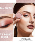 Oulac Nude Pearl Cream Eyeshadow also for Highlighter Shimmer Eye Shadow Waterproof&Long Lasting with Moisturizing Formula Blendable Shimmer Eye Make-up,Vegan & Cruelty-Free,6g, P03