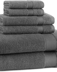 Arkwright Bath Towels Set of 6 - Super Soft 100% Cotton, 600 GSM Quick Dry & Absorbent, Luxury Bathroom Essentials with 2 Shower Towels, 2 Hand Towels and 2 Washcloths, Pewter Grey