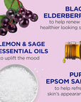 Dr Teal's Foaming Bath with Pure Epsom Salt, Black Elderberry with Vitamin D, 34 fl oz (Pack of 2)