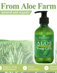 Aloe Vera Gel, 100% Aloe Vera Organic from Freshly Cut Aloe Leaves, Skin Care for Deeply & Rapidly Soothing, Firming, After Shave, Sunburn Relieve, etc