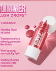 Revlon Glimmer Blush Drops, Liquid Blush for Cheeks, Liquid to Velvety Powder Finish, Glowy, High Pigment, 103 Field of Roses, 0.32 fl oz