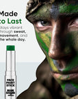 Blue Squid PRO Forest Green Face Paint Stick - Waterproof Body Paint for Adults & Kids Eye Black Baseball, Eyeblack Softball - Hypoallergenic Twist-Up Non-Toxic Makeup Stick for Cosplay, Sports, SFX