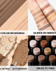 FOCALLURE 2 Pcs Mineral Cream Contour Stick,Moisturize Highlighter and Bronzer Pen,Non Stick Face Brightens & Shades Pencil,Long Lasting & Smooth Gliding Face Illuminator Makeup,24+11