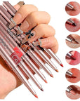 Lip Liner Set, 6 Colors Longwear and Pigmented Matte Lip Pencil Makeup, Smooth Application, Retractable Waterproof Lip Liner