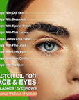Organic Castor Oil For Face Moisturizer, Eyes, Eyelashes, Eyebrows, Wrinkles with Jojoba, Rosehip, Grapeseed, Squalane, Palmarosa, Bergamot and Vitamin E for Gentle Skin, Men & Women 1oz