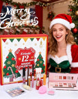 Erinde Makeup Advent Calendar 2025, 12 Days Christmas Gift Makeup Set for Teen Girls & Women, 2025 Xmas Holiday Countdown Calendar Beauty & Cosmetics Holiday Surprise Make Up Gift Kits for Women