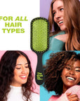 Conair The Knot Doctor for Premium Pro Detangling Brush for Wet or Dry Hair with Green Storage Case, Black