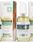 Advanced Clinicals Hydrating Collagen Oil For Body & After Shower | Visible Anti Aging Moisturizing Collagen Body Oil For Women & Men Helps Soften Appearance Of Crepe Skin & Wrinkles, 3.8 Fl Oz, 2pc