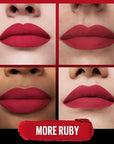 Maybelline Color Sensational Ultimatte Matte Lipstick, Non-Drying, Intense Color Pigment, More Ruby, Ruby Red, 1 Count