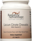 Bariatric Advantage Calcium Citrate Chewable 500 mg - for Bariatric Surgery Patients - High-Potency, Easy-Digest Tablets - Calcium Citrate - Bone Strength Supplements* - 270 Count - Chocolate