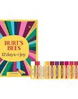 Burt's Bees 12 Days of Joy Lip Balm Advent Calendar Gift Set, Flavored Lip Balm Pack Great for Office Holiday Gifts, Tint-Free, Natural Origin Lip Care, 12 Tubes, 0.15 oz.
