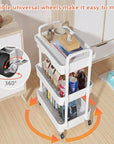 Calmootey 3-Tier Rolling Utility Cart with Drawer,Multifunctional Storage Organizer with Plastic Shelf & Metal Wheels,Storage Cart for Kitchen,Bathroom,Living Room,Office,White