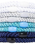 L. Erickson Grab & Go Pony - Blue Glow - 8 Pack Ponytail Holder Hair Ties - Mixed Blue and White