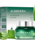 Aloderma Brightening Eye Cream with Organic Aloe Vera - Hydrating Effect for Dark Circles & Puffiness with Caffeine & Sage Oil - Day & Night Eye Care Cream for Puffy Eyes & Fine Lines, 25g/0.9oz
