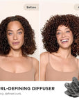 Shark FlexFusion Hair Dryer with Fusion Hair Brush, Diffuser, Ceramic Air Styler with Auto-Wrap Hair Curlers, Ceramic Plates, Metallic Mist HD642