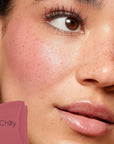 Saie Dew Liquid Blush for Cheeks - Hydrating Cream Blush Stick with a Blendable + Buildable Formula - Skincare Infused Dewy Cheek Tint for a Natural Flush - Glowy Makeup Essential - Chilly (.40 oz)