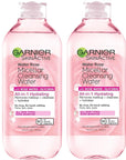 Garnier Micellar Water with Rose Water and Glycerin, Hydrating Facial Cleanser & Makeup Remover, For All Skin Types, Vegan, Cruelty Free, 13.5 Fl Oz (400mL), 2 Count