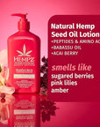 Hempz Brazilian Berry Beauty Actives Lotion with Peptides and Amino Acids, Hydrating and Firming Moisturizer for Body, Hands and Feet 17 oz.