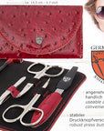3 Swords Germany - brand quality 7 piece manicure pedicure kit set - nail care tools by 3 Swords - red ostrich optic