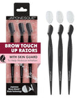 Japonesque Brow Touch Up Razors with Ultra-Sharp Stainless Steel Blades, for Removal of Unwanted Facial Hair and Peach Fuzz, Protective Blade Cover for Safe Storage Included