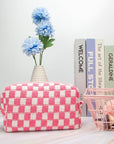 Pazimiik checkered makeup bag for