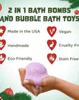 Christmas Bath Bombs for Kids with Surprise Toys Inside (6 Pack) - Holiday Gifts and Stocking Stuffers for Boys and Girls - Bubble Treats with Cheerful Scents, USA Made by Two Sisters