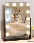 Vanity Mirror with Lights,Lighted Vanity Mirror with 12 Dimmable Bulbs for Dressing Room & Bedroom,3 Color Lighting,Modes Detachable 10x Magnification 360°Ratation