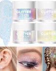 LANGMANNI Holographic Body Glitter Gel for Body, Face, Hair and Lip.Color Changing Glitter Gel Under Light. Vegan & Cruelty Free-1.35 oz (1# Golden Ocean+2# Sparkling Pink)
