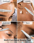 Face Razors for Women, Dermaplane Razor for Women Face, Eyebrow Razor, Facial Razors, Dermaplaning Tool, Reusable Metal Handle with 8 Microblades for Sensitive Skin, Peach Fuzz Remover, Gray