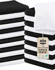 Utopia Towels 24 Pack Cotton Washcloths Set, 100% Ring Spun Cotton, Premium Quality Flannel Face Cloths, Highly Absorbent and Soft Feel Fingertip Towels, Black, White