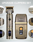 T-Blade Hair Trimmers & Electric Shavers for Men Foil Shaver Beard Trimmer Men's Grooming Kit with Triple Blades Cordless