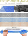 3 Pieces African Bath Sponge African Net Long Net Bath Sponge Exfoliating Shower Body Scrubber Back Scrubber Skin Smoother,Great for Daily Use (Black、Blue、Brown)
