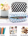 Pazimiik checkered makeup bag for