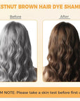 Chestnut Brown Hair Dye Shampoo 3 in 1 for Gray Hair Coverage, Hair Color Shampoo for Women Men, Herbal Ingredients Champu Para Pintar el Cabello (16.9 Oz)