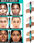 MEICOLY 2-in-1 Highlighter Contour Stick,Cool Toned Contour Stick,Makeup Shaping Stick,02
