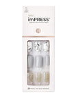 imPRESS Design, Press On Nails, Knock Out, Gray, Short, Size, Squoval, Shape, Includes 30 Nails, Prep Pad, Instructions Sheet, 1 Manicure Stick, 1 Mini File