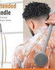 Silicone Back Scrubber for Shower, 17in Lengthen Long Handle Body Brush, Double Sided Shower Brush for Shower Exfoliating and Massage Can Produce Rich Foam, Long Handle Back Scrubber for Men