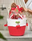Spa Gifts for Women, Cherry & Berry Spa Gift Set for Teenage Tote Bag, Shower Gel, Hand & Body Lotion, Hitrees Birthday for Best Friend Woman, Mom, Mothers Day